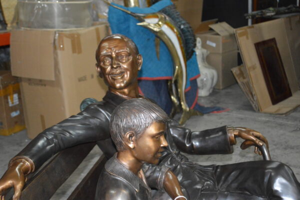 Grandfather an Grandson on a Bench Bronze Statue -  Size: 53"L x 32"W x 44"H. - Image 9