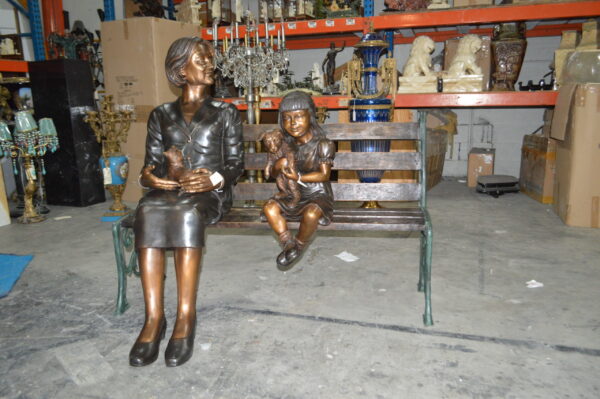 Grandmother and Granddaughter on bench statue -  Size: 53"L x 32"W x 44"H. - Image 2