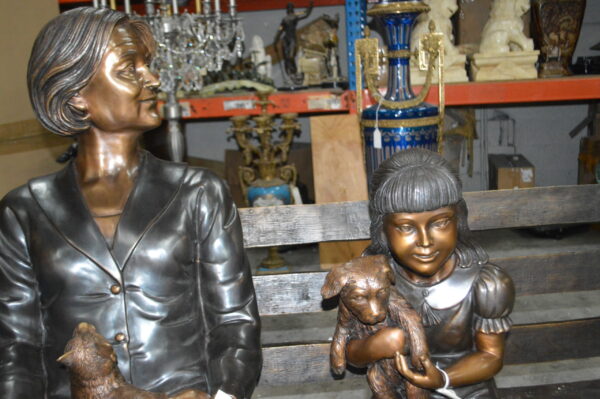 Grandmother and Granddaughter on bench statue -  Size: 53"L x 32"W x 44"H. - Image 5