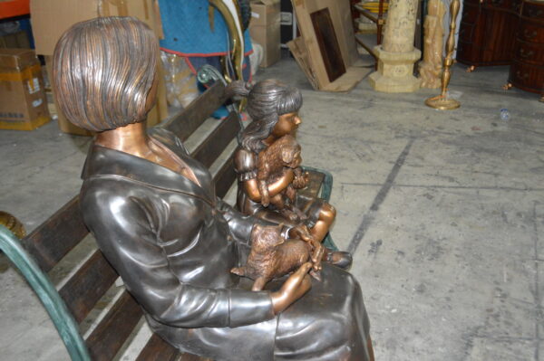 Grandmother and Granddaughter on bench statue -  Size: 53"L x 32"W x 44"H. - Image 7