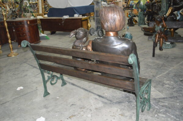 Grandmother and Granddaughter on bench statue -  Size: 53"L x 32"W x 44"H. - Image 8