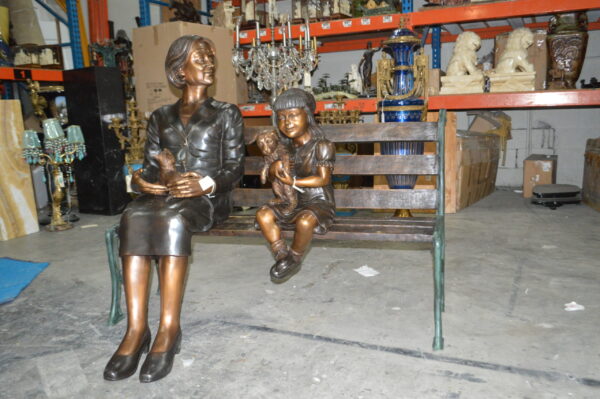 Grandmother and Granddaughter on bench statue -  Size: 53"L x 32"W x 44"H. - Image 9