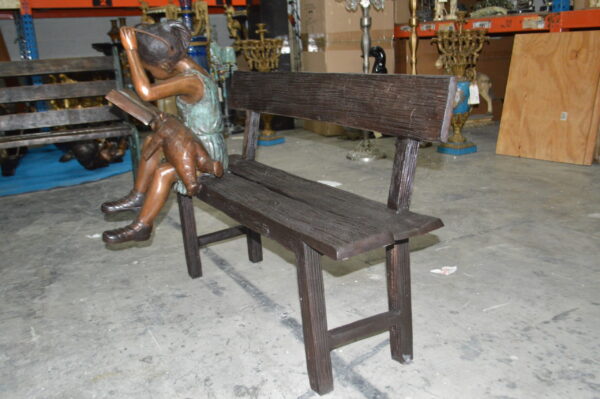 Girl with Glasses on Bench  Bronze Statue -  Size: 43"L x 20"W x 36"H. - Image 6