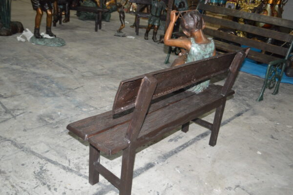Girl with Glasses on Bench  Bronze Statue -  Size: 43"L x 20"W x 36"H. - Image 7