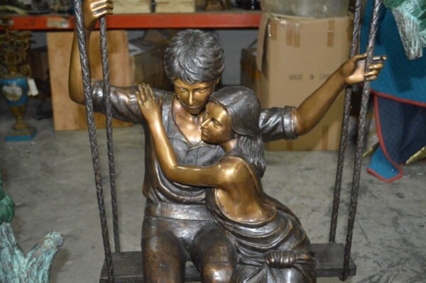 Lovers on a Swing Bronze Statue -  Size: 48"L x 32"W x 64"H. - Image 3