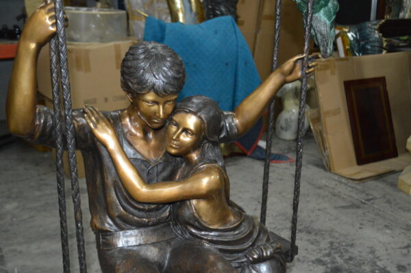 Lovers on a Swing Bronze Statue -  Size: 48"L x 32"W x 64"H. - Image 4