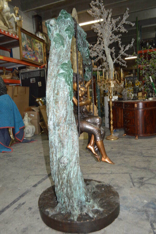 Lovers on a Swing Bronze Statue -  Size: 48"L x 32"W x 64"H. - Image 7