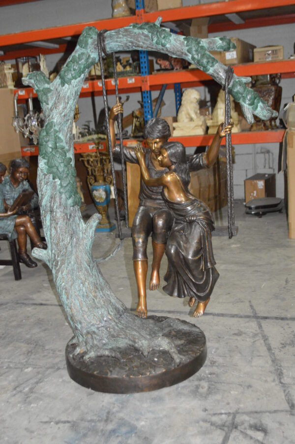 Lovers on a Swing Bronze Statue -  Size: 48"L x 32"W x 64"H. - Image 11
