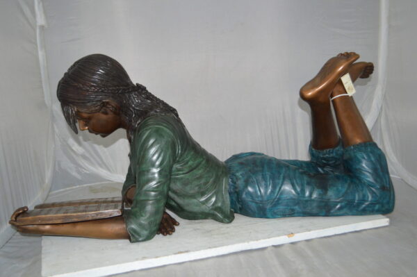 Kate Reading a Book Bronze Statue -  Size: 42"L x 18"W x 17"H. - Image 4