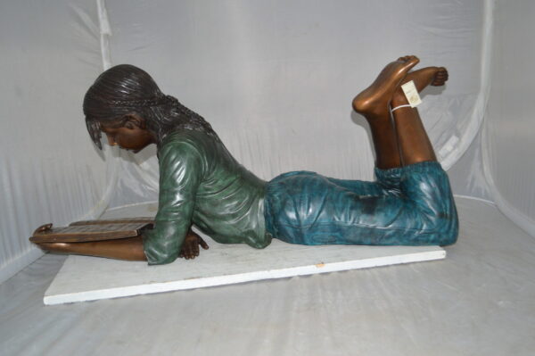 Kate Reading a Book Bronze Statue -  Size: 42"L x 18"W x 17"H. - Image 8