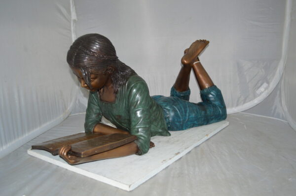 Kate Reading a Book Bronze Statue -  Size: 42"L x 18"W x 17"H. - Image 5