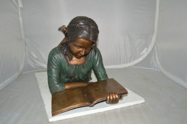 Kate Reading a Book Bronze Statue -  Size: 42"L x 18"W x 17"H. - Image 6