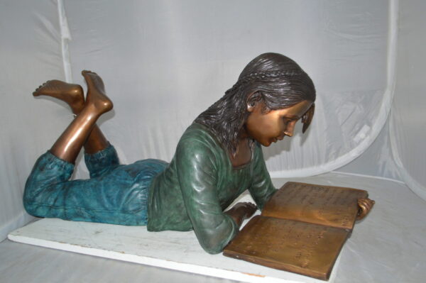 Kate Reading a Book Bronze Statue -  Size: 42"L x 18"W x 17"H. - Image 7