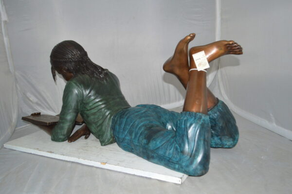 Kate Reading a Book Bronze Statue -  Size: 42"L x 18"W x 17"H. - Image 10