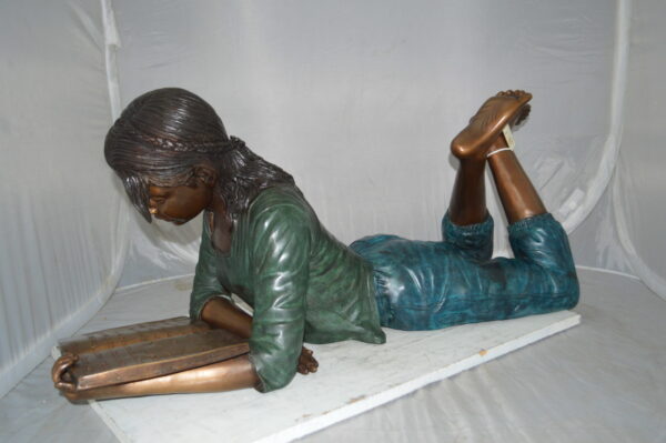 Kate Reading a Book Bronze Statue -  Size: 42"L x 18"W x 17"H. - Image 11