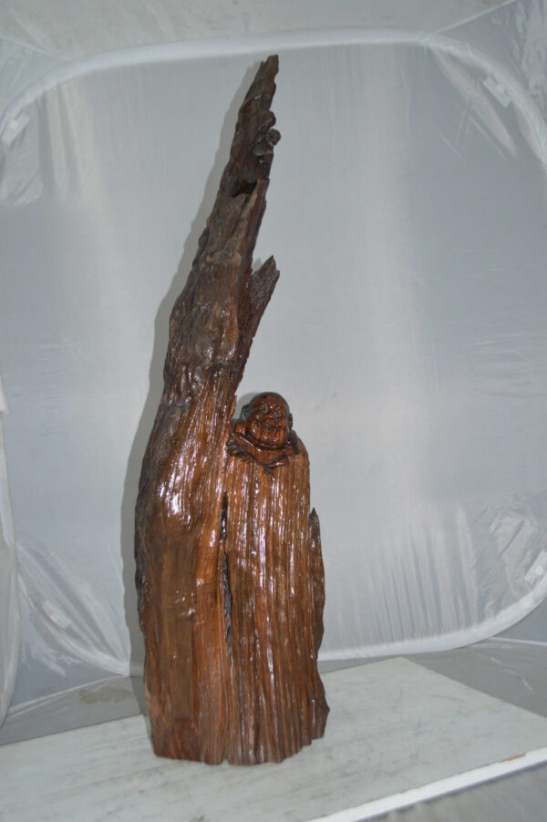 Wood Carved Buddha CC4 -  Size: 15"L x 10"W x 45"H. - Image 2