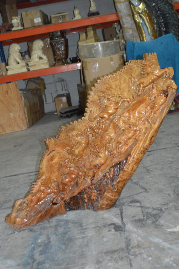 Wood Carved Horses CC8 -  Size: 60"L x 18"W x 38"H. - Image 2