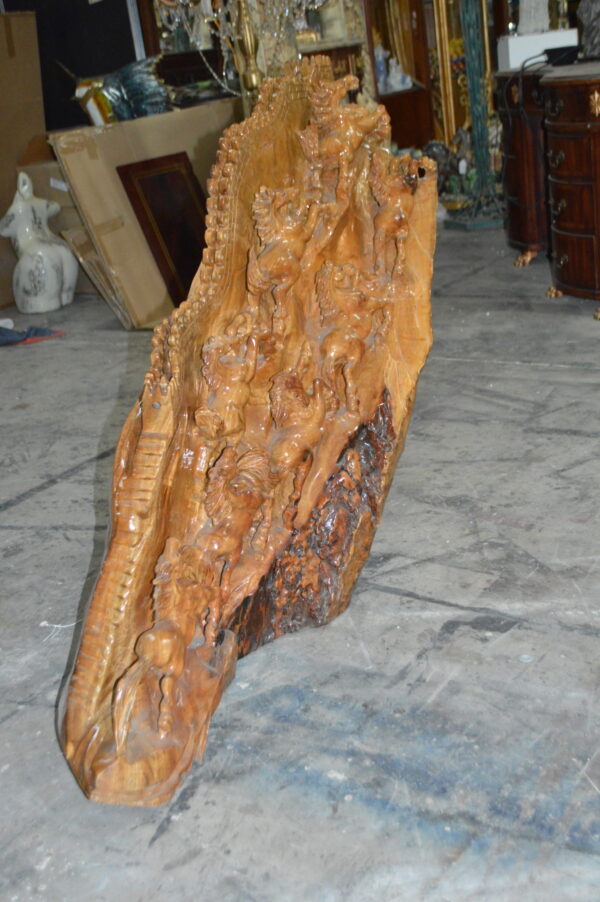 Wood Carved Horses CC8 -  Size: 60"L x 18"W x 38"H. - Image 5