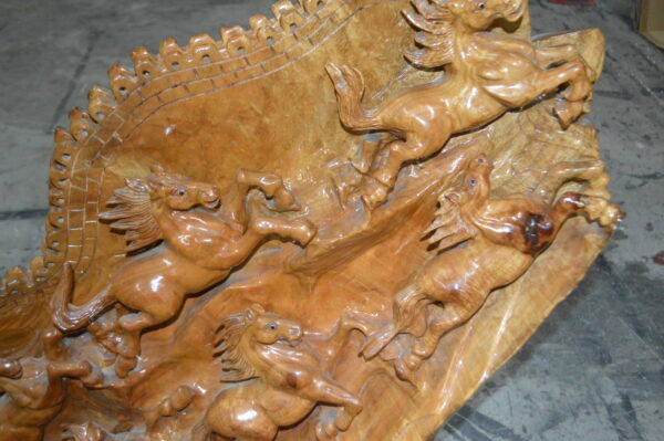 Wood Carved Horses CC8 -  Size: 60"L x 18"W x 38"H. - Image 6