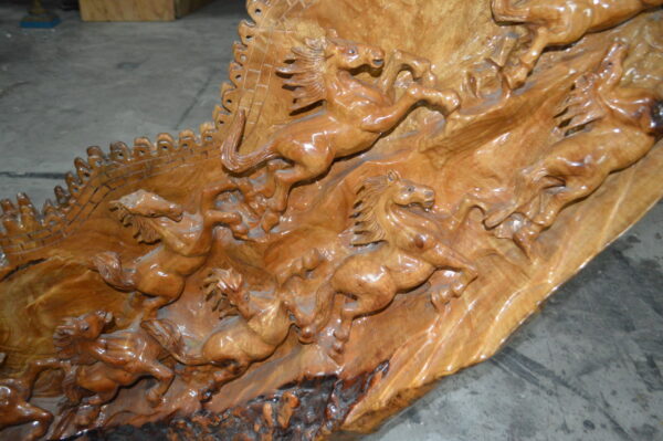 Wood Carved Horses CC8 -  Size: 60"L x 18"W x 38"H. - Image 7