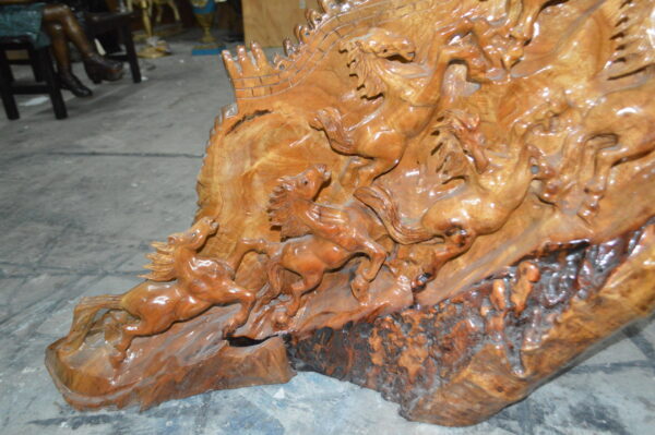 Wood Carved Horses CC8 -  Size: 60"L x 18"W x 38"H. - Image 9