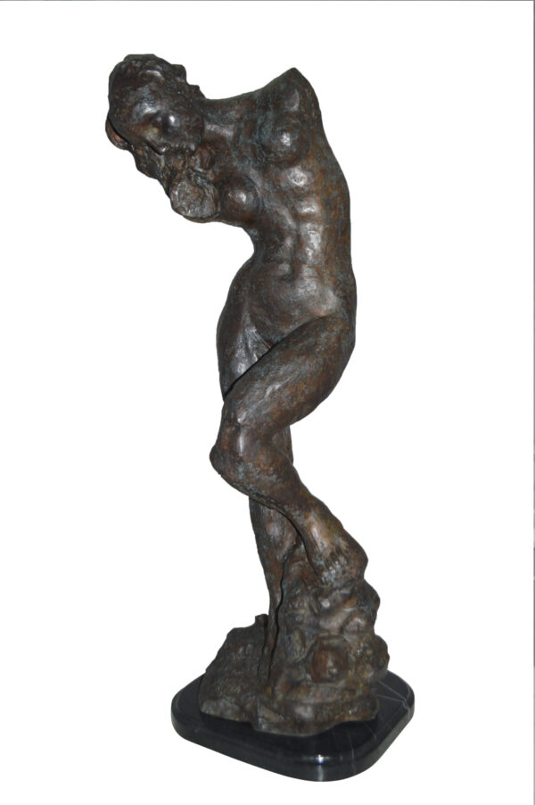 Eve Replica by Rodin Bronze Statue -  Size: 10"L x 10"W x 32"H.