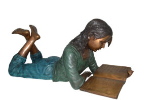 Kate Reading a Book Bronze Statue -  Size: 42"L x 18"W x 17"H.