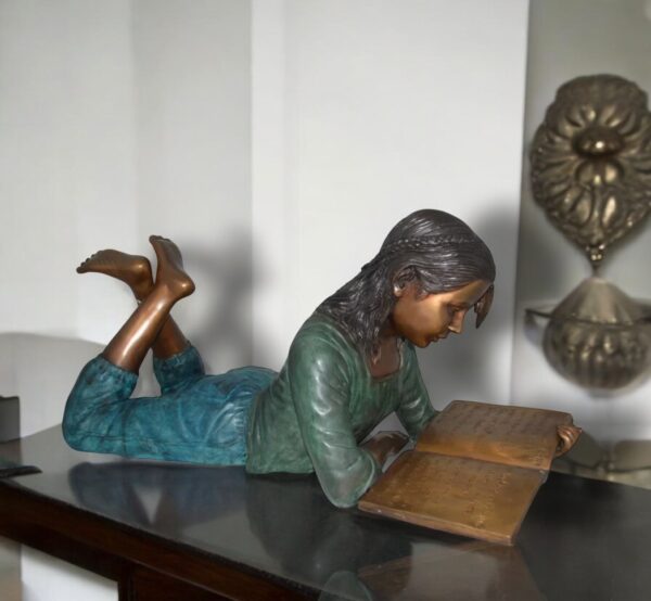 Kate Reading a Book Bronze Statue -  Size: 42"L x 18"W x 17"H. - Image 3