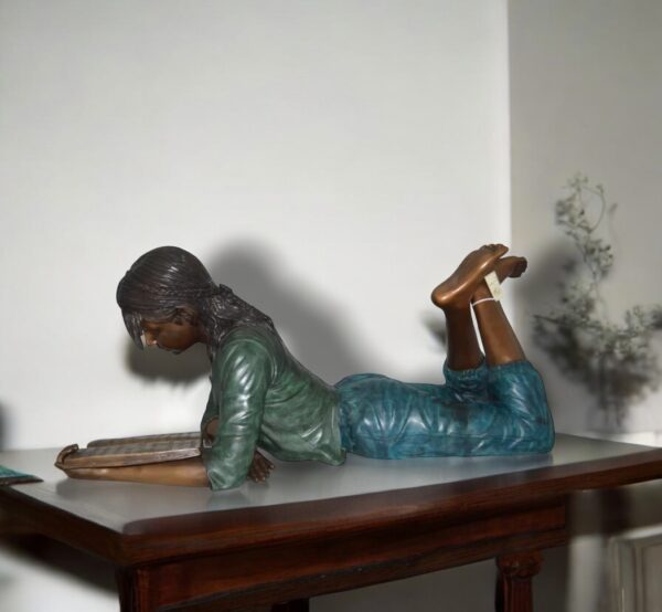 Kate Reading a Book Bronze Statue -  Size: 42"L x 18"W x 17"H. - Image 2