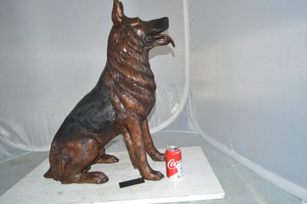 German Shepherd Alsatian  dog bronze statue -  Size: 23"L x 16"W x 30"H. - Image 3