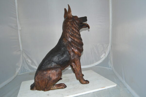 German Shepherd Alsatian  dog bronze statue -  Size: 23"L x 16"W x 30"H. - Image 4