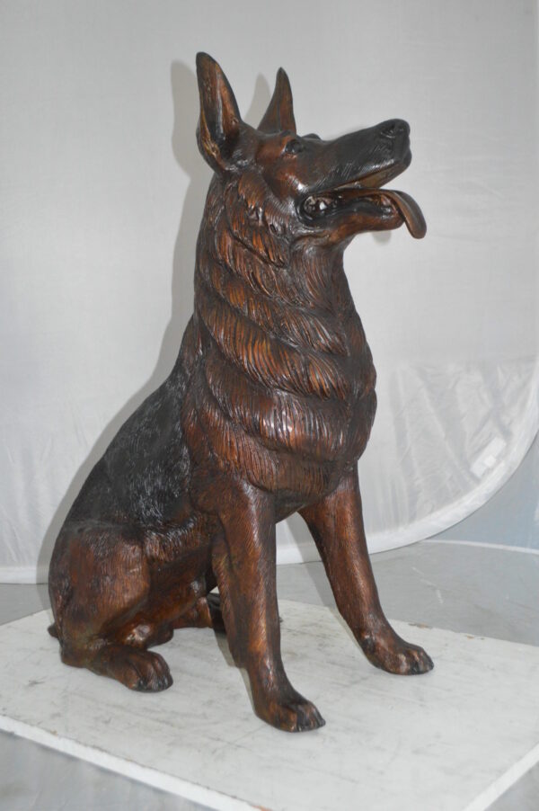 German Shepherd Alsatian  dog bronze statue -  Size: 23"L x 16"W x 30"H. - Image 11