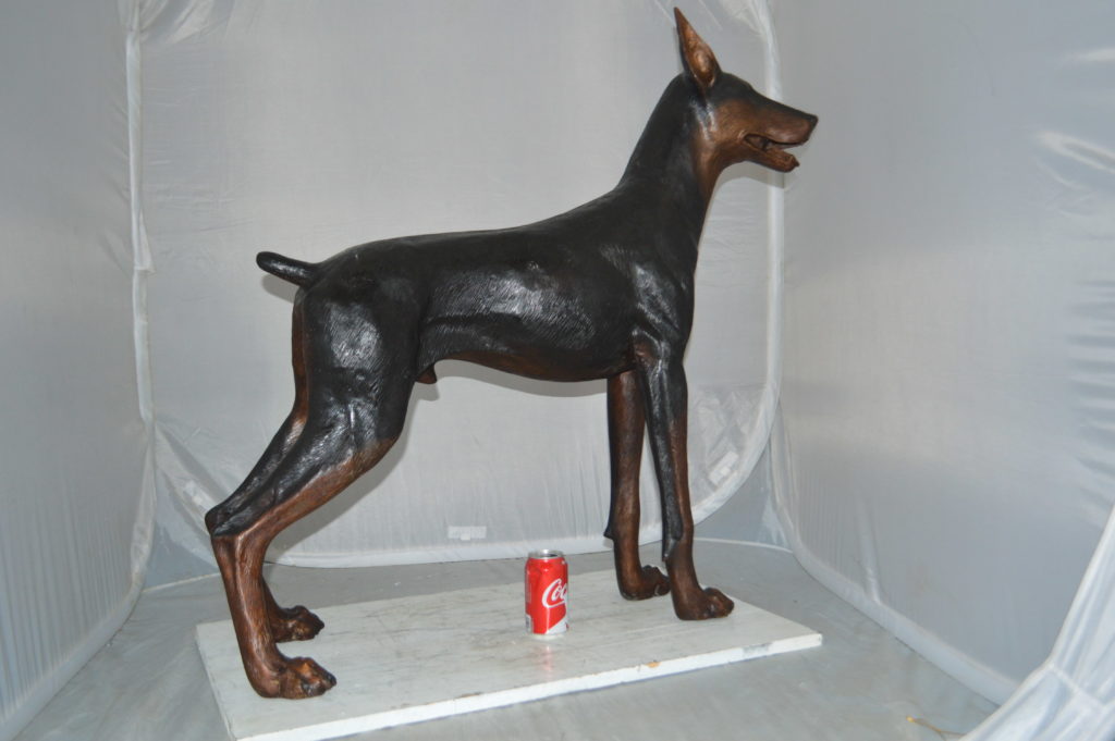 doberman bronze statue