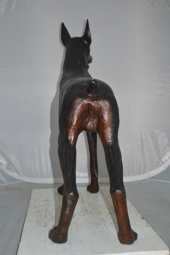 doberman bronze statue