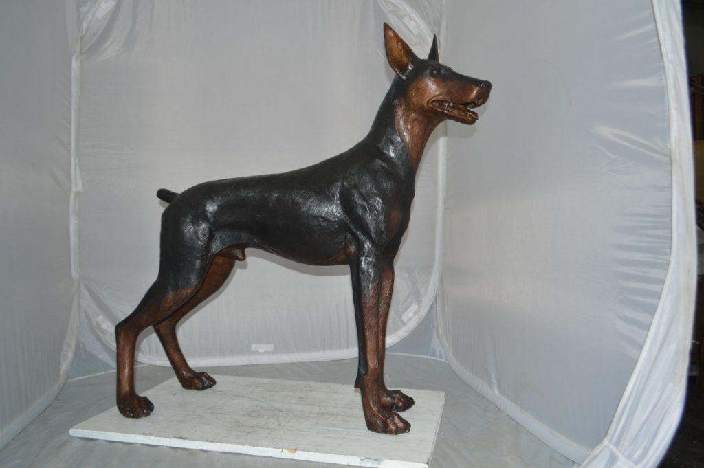 doberman bronze statue
