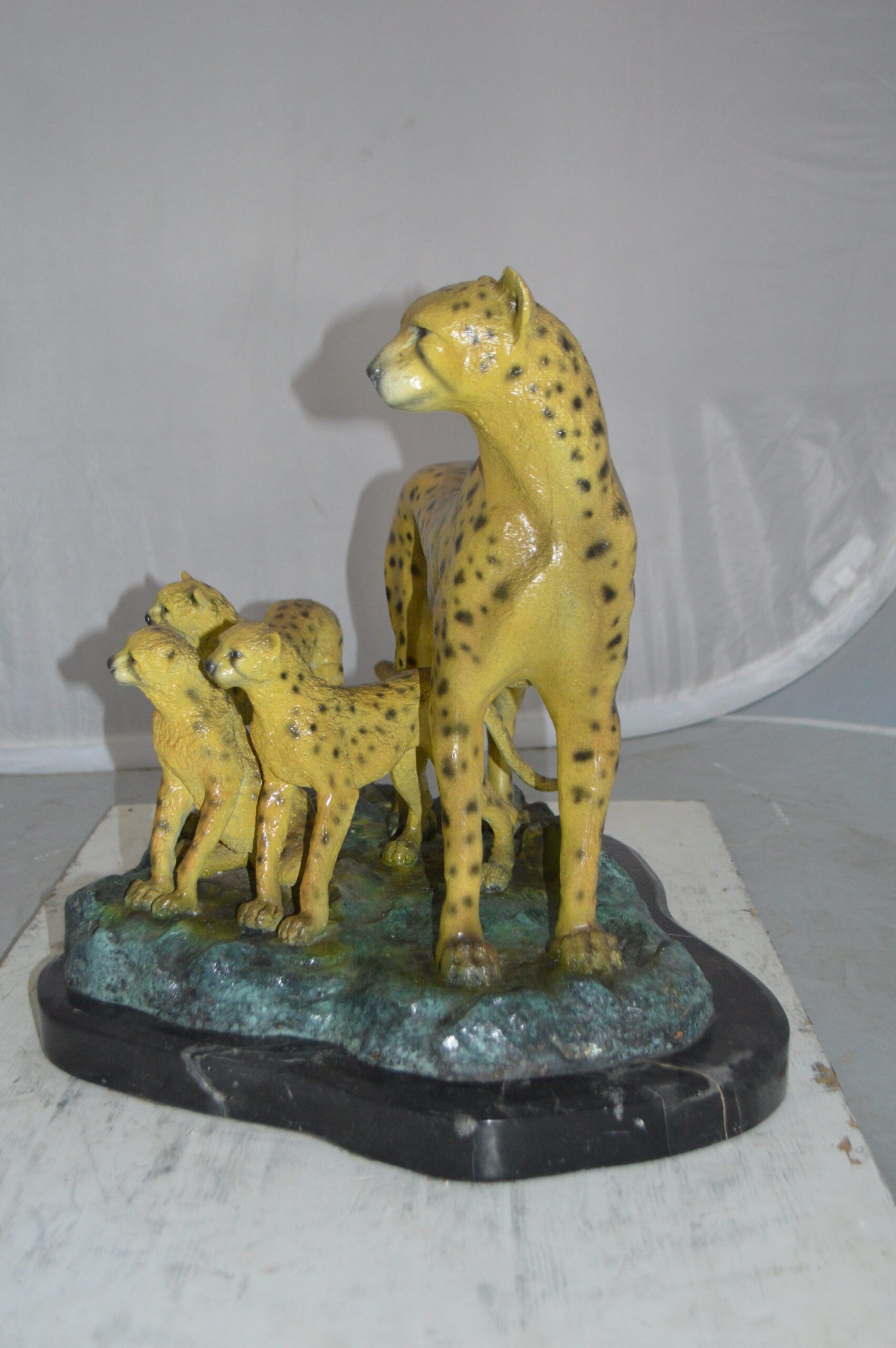 4 Brass Small Leopard Figurine, Animal Statues