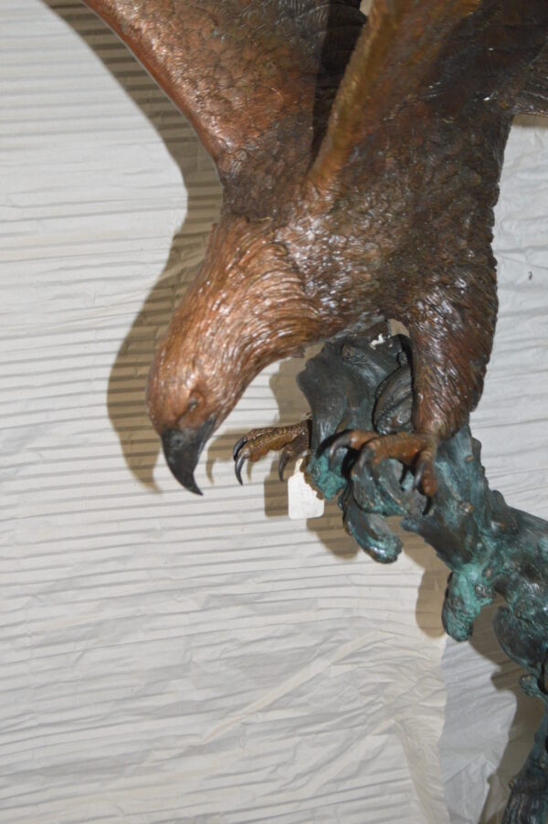 Flying Eagle on Wave Bronze Statue -  Size: 25"L x 35"W x 57"H. - Image 3