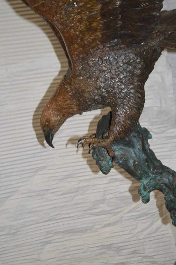 Flying Eagle on Wave Bronze Statue -  Size: 25"L x 35"W x 57"H. - Image 10