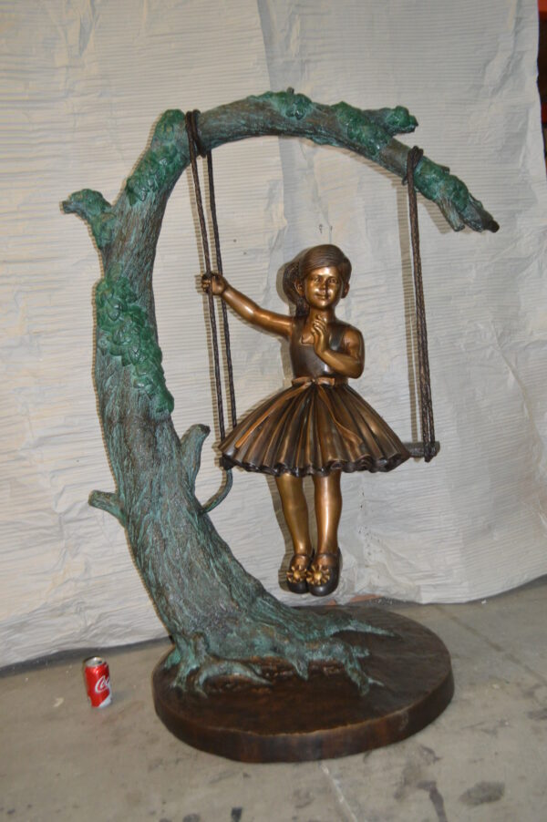 Girl on Swing 65 Bronze Statue -  Size: 44"L x 35"W x 65"H. - Image 3