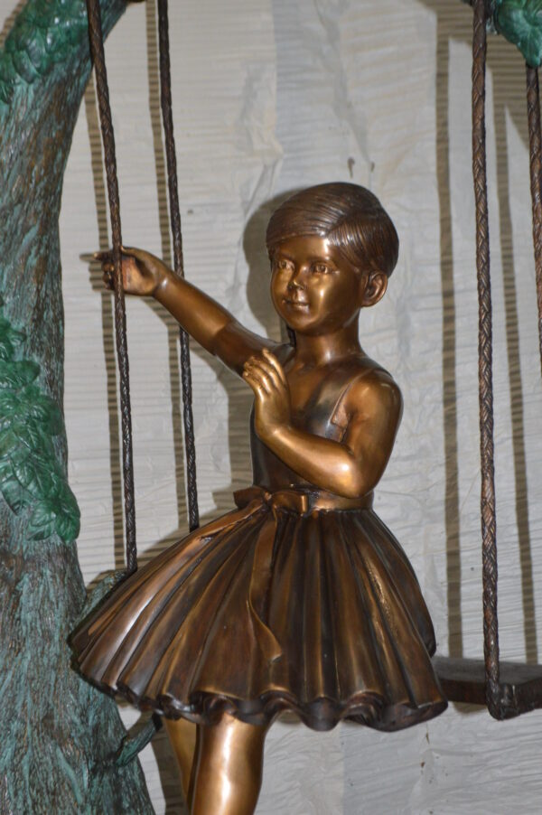 Girl on Swing 65 Bronze Statue -  Size: 44"L x 35"W x 65"H. - Image 5