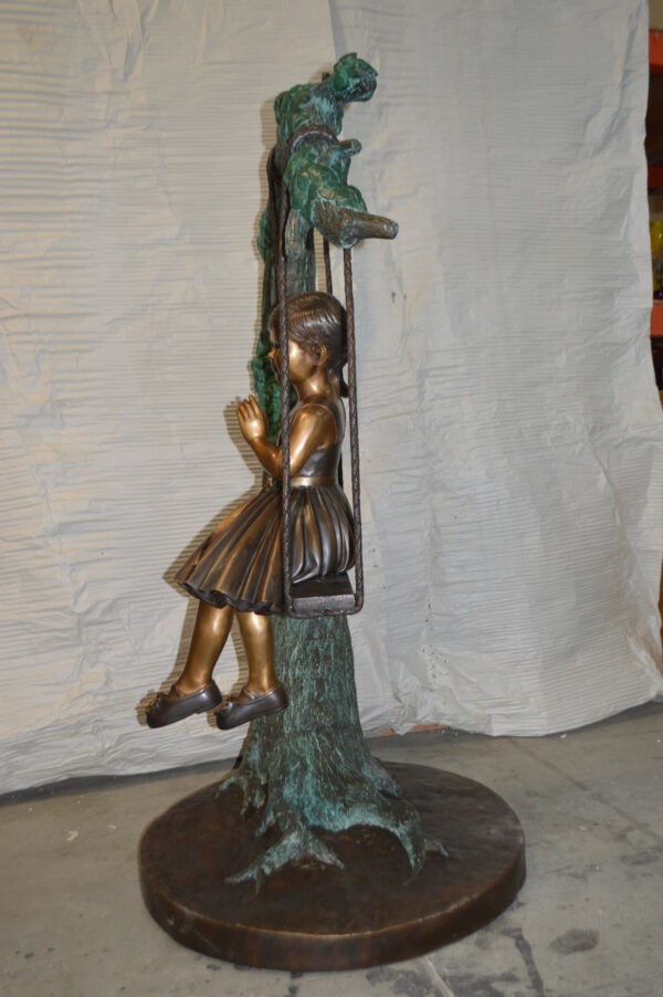 Girl on Swing 65 Bronze Statue -  Size: 44"L x 35"W x 65"H. - Image 6