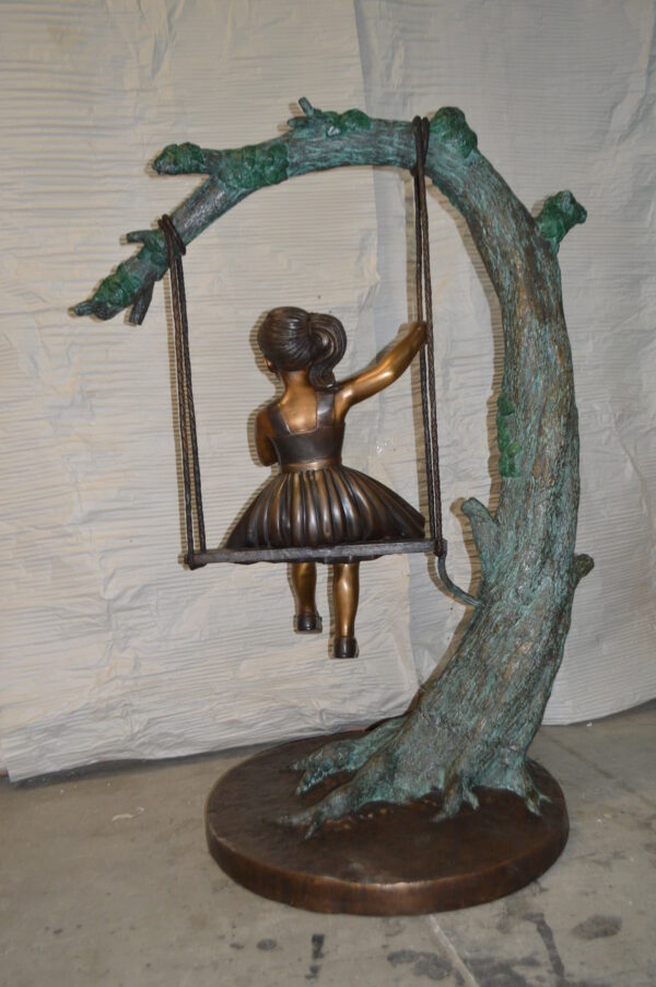 Girl on Swing 65 Bronze Statue -  Size: 44"L x 35"W x 65"H. - Image 8