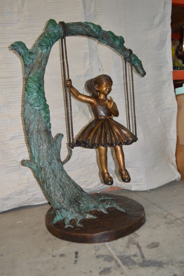 Girl on Swing 65 Bronze Statue -  Size: 44"L x 35"W x 65"H. - Image 11