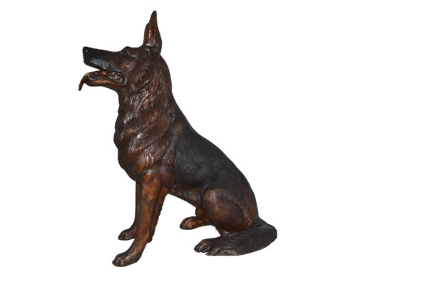 German Shepherd Alsatian  dog bronze statue -  Size: 23"L x 16"W x 30"H.