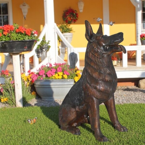 German Shepherd Alsatian  dog bronze statue -  Size: 23"L x 16"W x 30"H. - Image 2