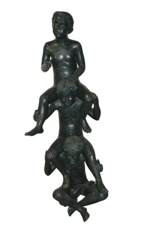 Three kids on Each other fountain Bronze Statue -  Size: 20"L x 27"W x 64"H.