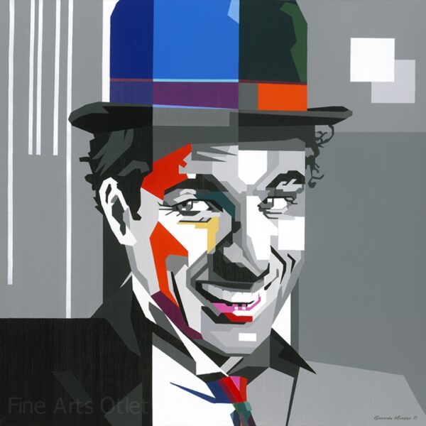 Charlie Chaplin by Gerardo Mendez - Acrylic -  Size: 48"L x 48"W x 2"H.