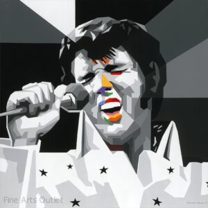 Elvis Presley by G. Mendez - Embellished Giclee -  Size: 36"L x 36"W x 2"H.