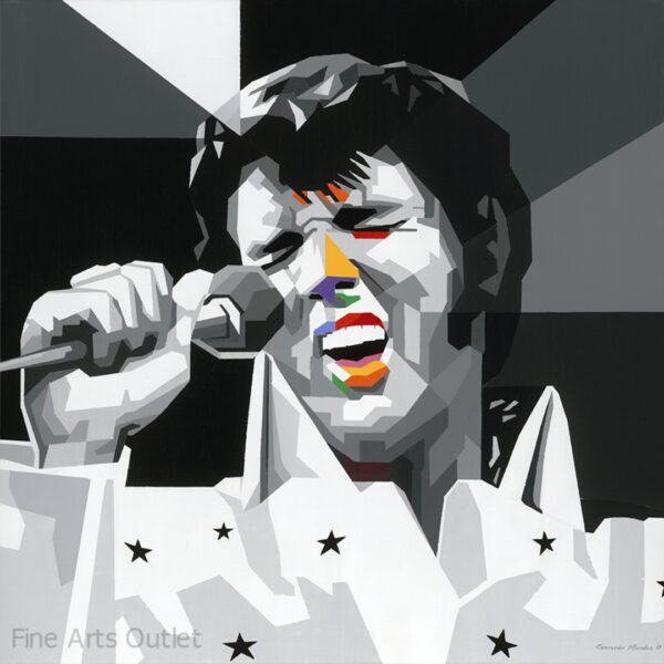 Elvis Presley by G. Mendez - Embellished Giclee -  Size: 36"L x 36"W x 2"H.