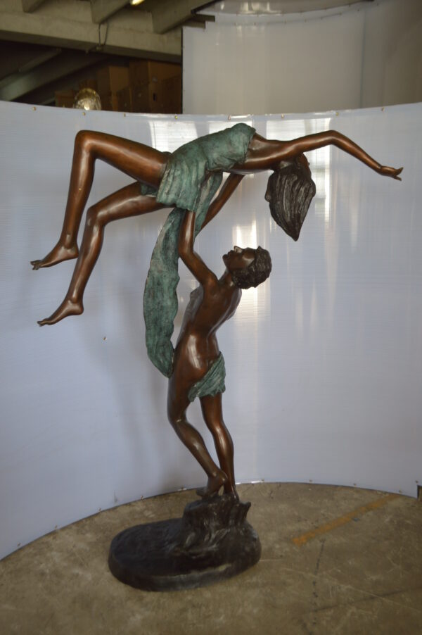 Ballet Man raising Lady Bronze Statue -  Size: 54"L x 33"W x 69"H. - Image 10